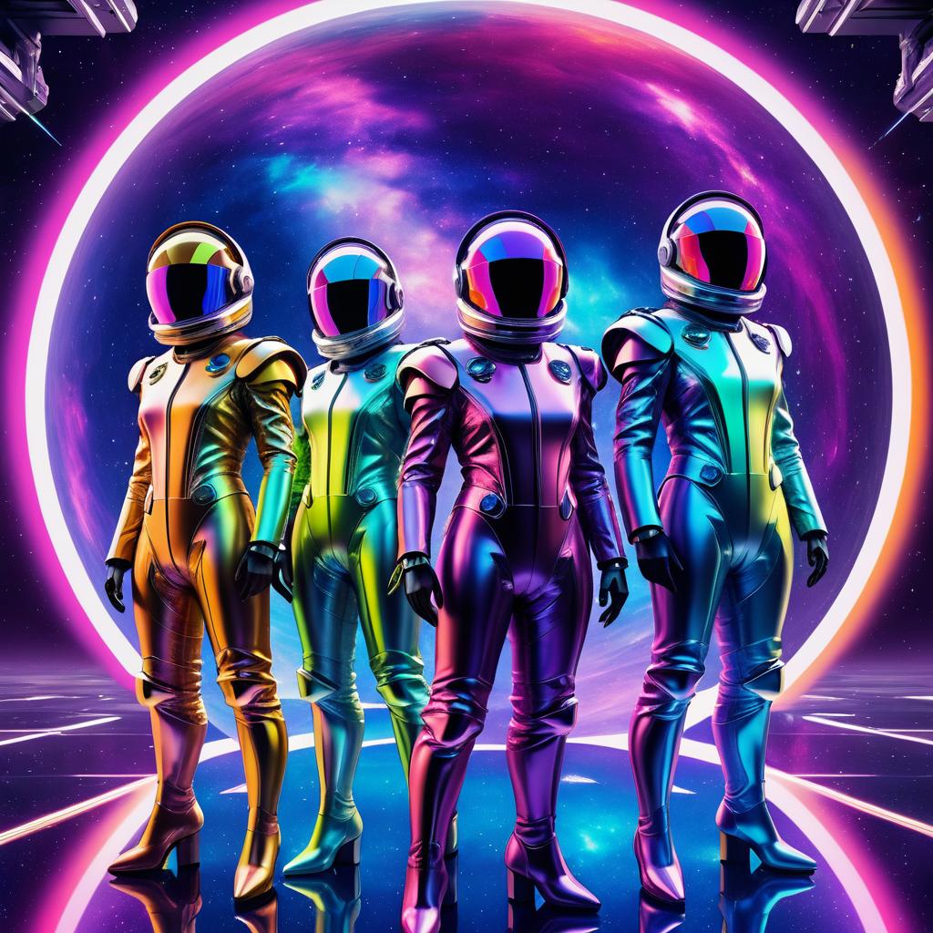 Futuristic Astronauts in Vibrant Nebula