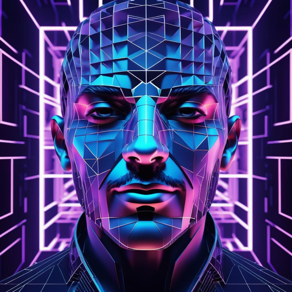 Futuristic 3D Abstract Face Art