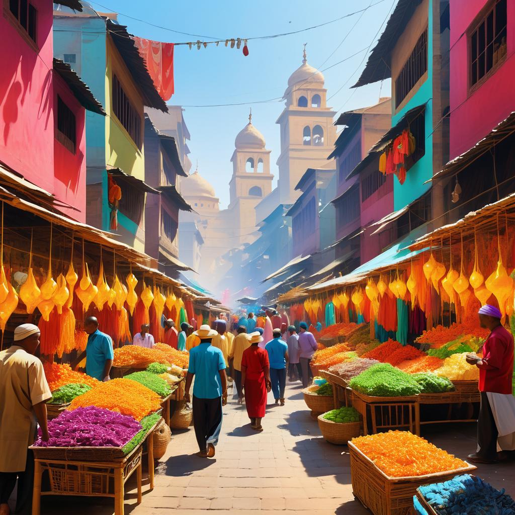 Vibrant Market Scene at Noon