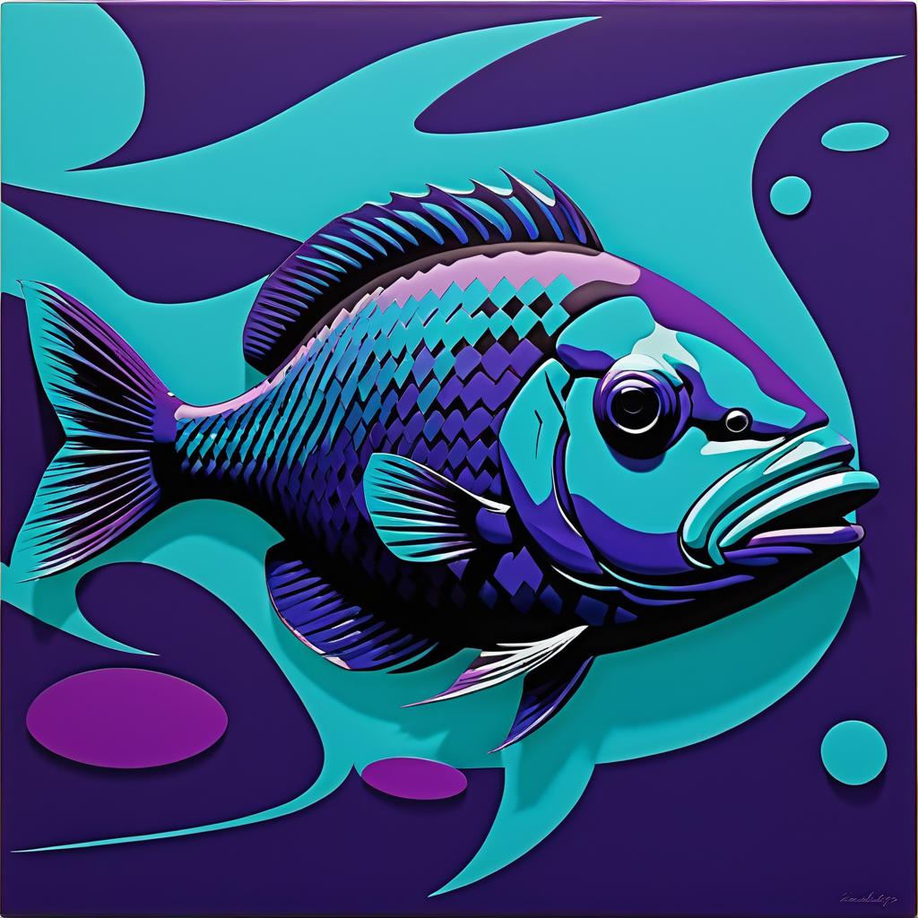 Abstract Fish Design in Warhol Style