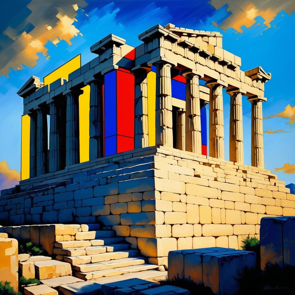 Vivid Spartan Athens Acropolis Artwork