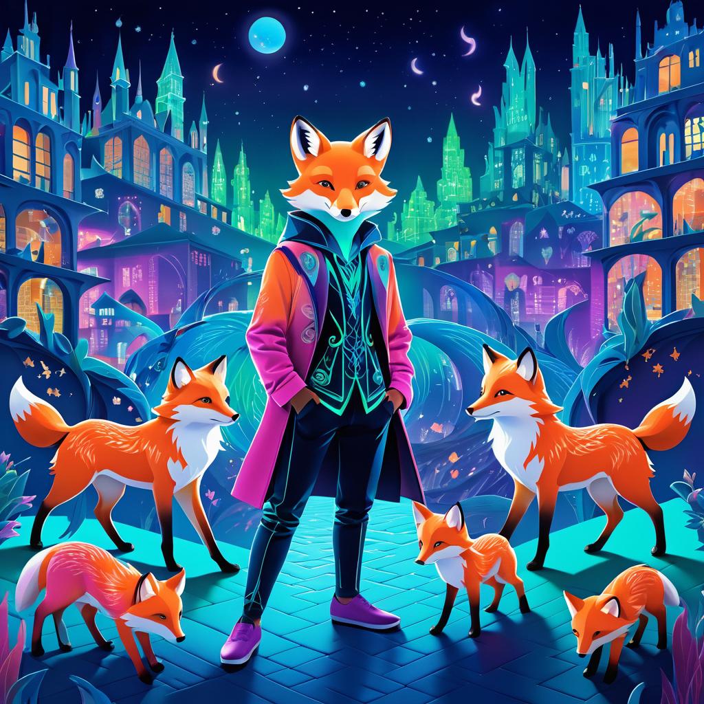 Surreal Fox-Boy Fusion in Nightlife