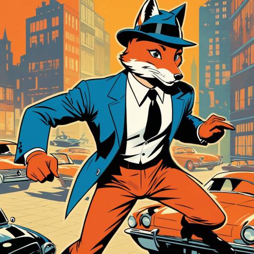 Charming Fox Spy in Retro Comic Style