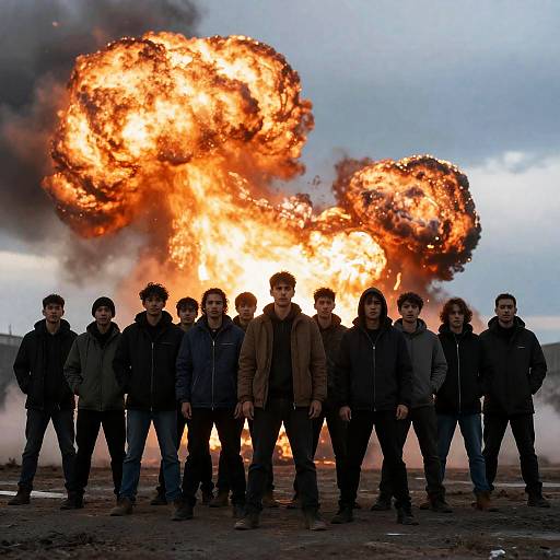 Winter Warriors Amidst Explosive Background