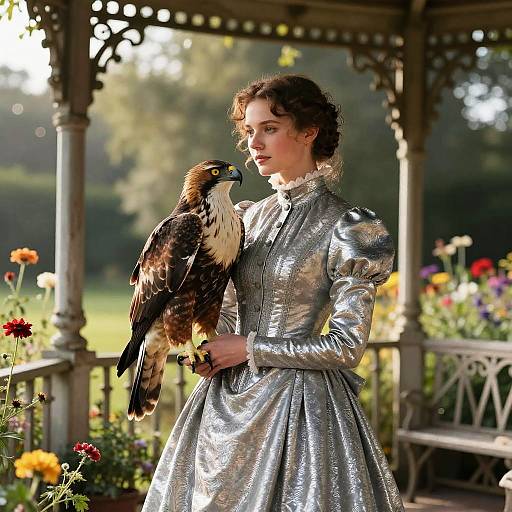 Victorian Governess with Majestic Raptor