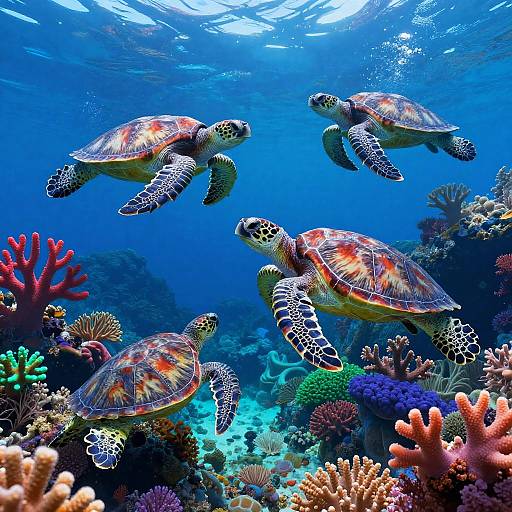 Vibrant Underwater Sea Turtle Scenes