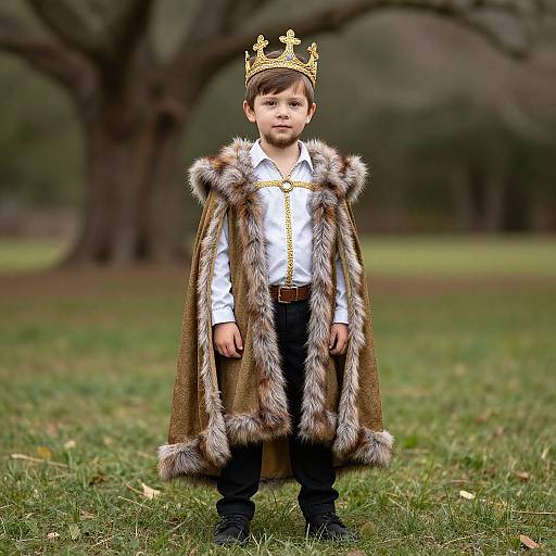 Child's Regal King Costume Outdoors