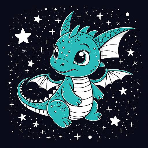 Cute Baby Dragon in Outer Space