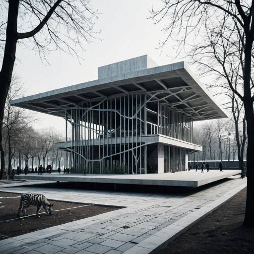 Deconstructivist Urban Zoo Pavilion with Zebra