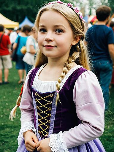 Girl in Rapunzel Costume at Festival
