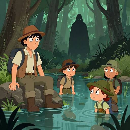 Young Detectives in Swampy Forest