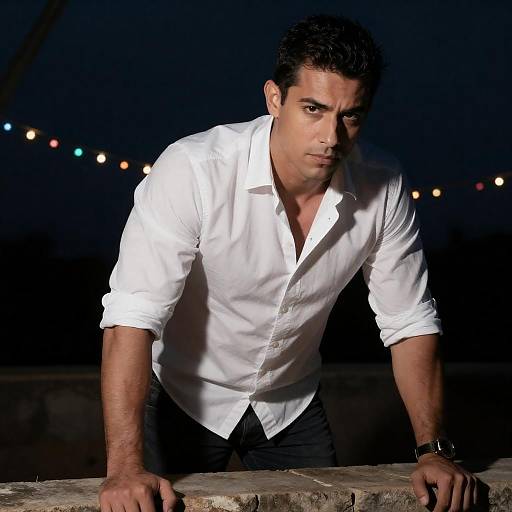 Muscular Man Leaning Over Stone Ledge