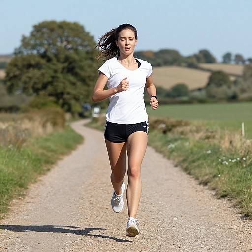 Woman Running on Country Lane