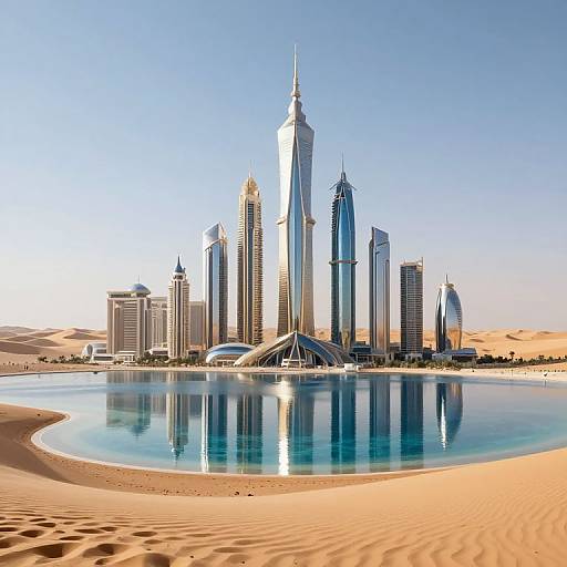 Futuristic Metropolis in Desert Oasis