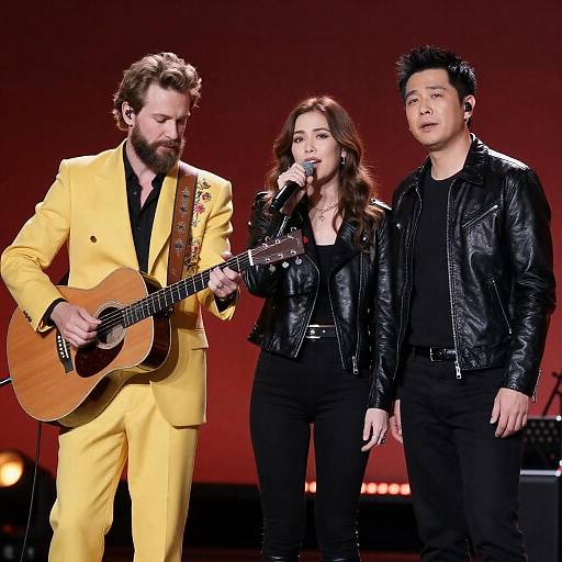 Trio on Stage with Yellow Suit