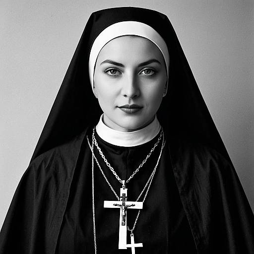 Halloween Nun in Black and White Robes