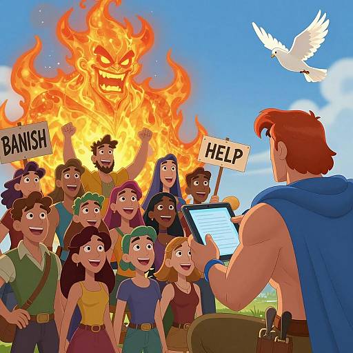 Vibrant Crowd Scene with Animated Characters