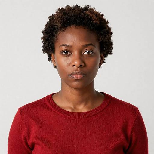 Serious Woman in Red Sweater Portrait