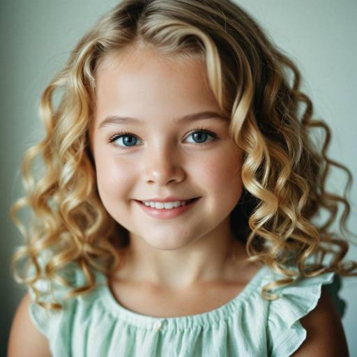 Smiling Blonde Girl with Curly Hair