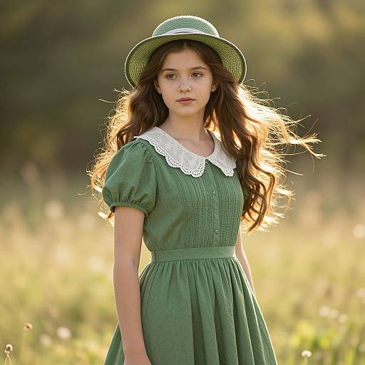 Serene Girl in Sunlit Meadow