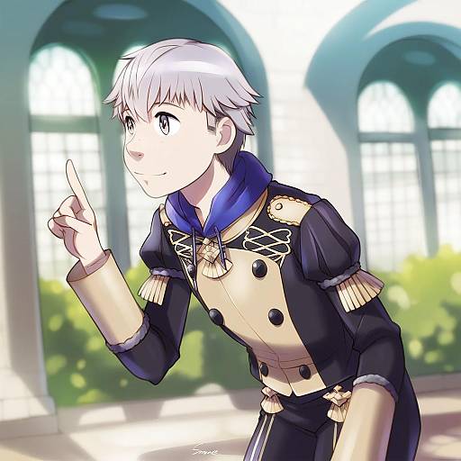 Illustration of Ashe ubert, fire emblem in the style of Sameha ikuya