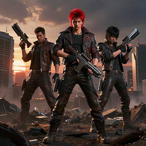 Post-Apocalyptic Warriors with Vibrant Hair