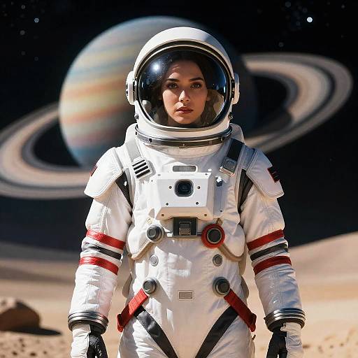 Photorealistic Futuristic Spacewoman Portrait