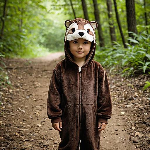 Child in Otter Onesie in Forest