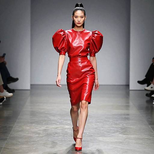 Confident Model in Glossy Red Latex