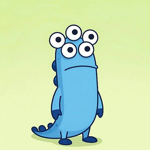 Playful Six-Eyed Blue Creature