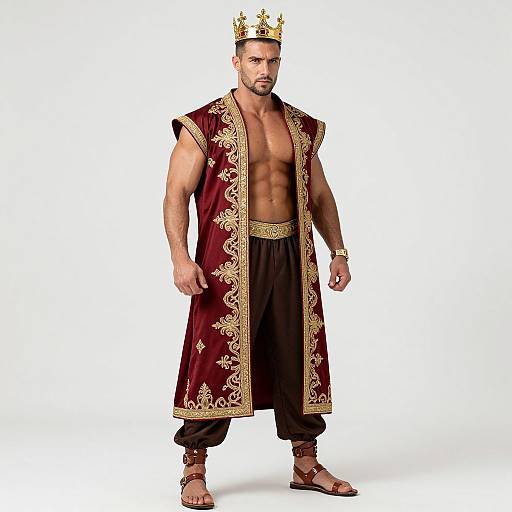 Regal Muscular Man in Ornate Outfit