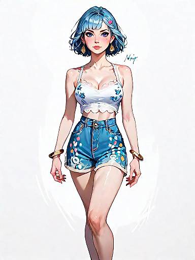 Realistic Comic Woman in Summer Outfit