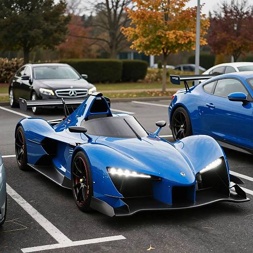 Futuristic Blue Electric Race Car