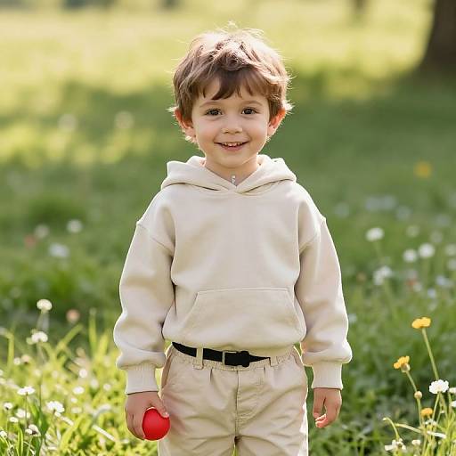 Curious Boy in Sunny Meadow