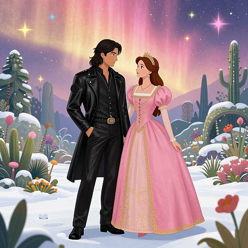 Romantic Couple in Fantasy Garden