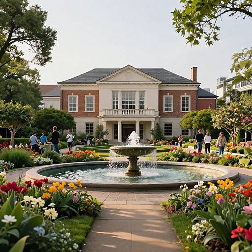 Lush Garden Townhall with Fountain