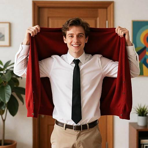 Smiling Man With Colorful Indoor Style