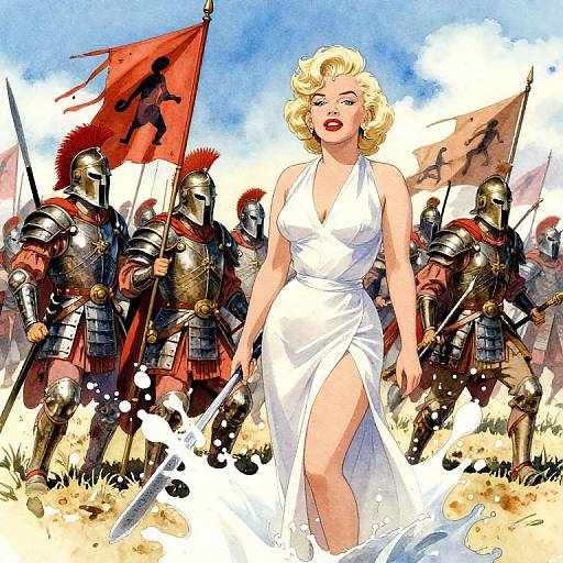 Fearless Spartan Warriors Watercolor Scene