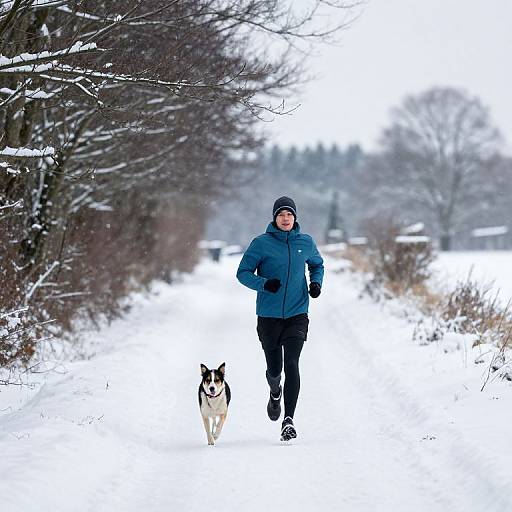 Jogger and Dog in Snowy Scotland