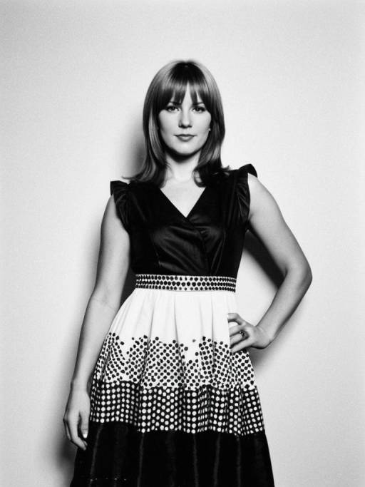 Woman in Black and White Retro Dress