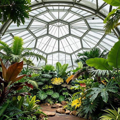 Lush Tropical Interior of Geodesic Dome