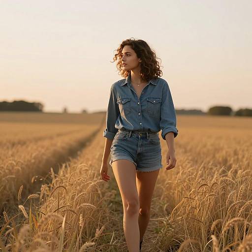 Youthful Woman in Sunset-drenched Field