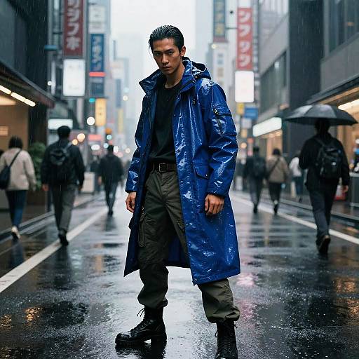 Cyberpunk Rainy Tokyo Action Scene