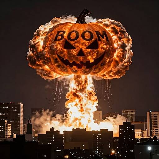 Photograph of a massive, fiery, orange pumpkin with 
