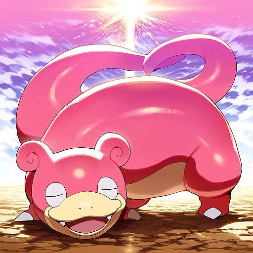 Illustration of Slowpoke, pokemon in the style of Mizuryu kei