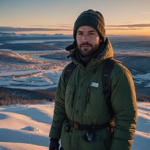 Cinematic Hiker Portrait Under Northern Lights Cinematic Hiker Portrait Under Northern Lights