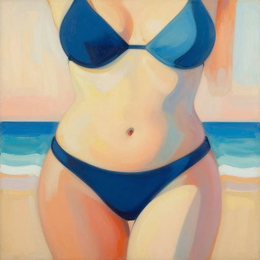 Abstract Swimsuit Curves in Colorful Painting