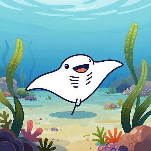 Cheerful Manta Ray in Seaweed Cove
