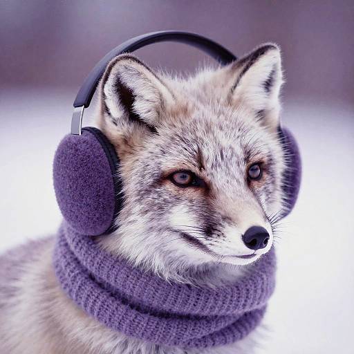 Arctic Fox Portrait in Vintage Style