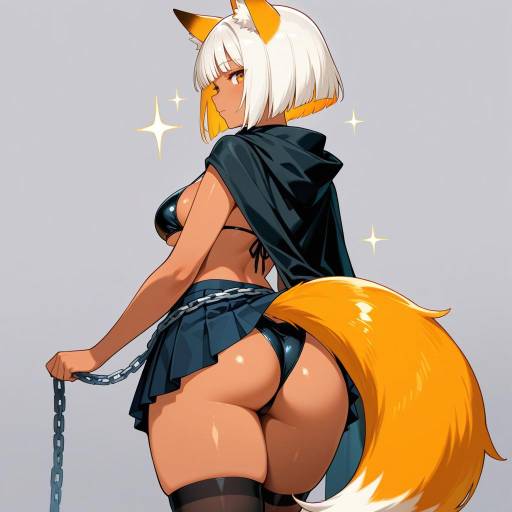 Resolute Fox Girl in Black Attire